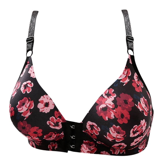 Darzheoy Bras for Women No Underwire Ladies Printing Thin Front Buckle Adjustment Chest Shape Bra Underwear Bras 40/90BC
