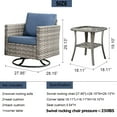 thumbnail image 6 of Ovios 3 Pieces Outdoor Patio Furniture Wicker Bistro set with Swivel Chairs and Side Coffee Table for Backyard, 6 of 6