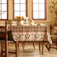 thumbnail image 2 of Vintage Brown Checkered Small Rectangle Tablecloth,Italian Floral Linen Wrinkle Resistant Table Cloth,Decor Table Cover for Kitchen,Dining,Thanksgiving,Christmas,55"*71"-Seville, 2 of 8