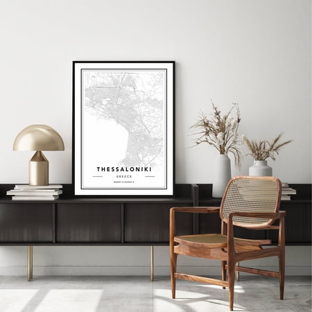 POSTER Thessaloniki Greece Map Print, Thessaloniki Map Poster, Map Of Thessaloniki, Thessaloniki Map Wall Art, Thessaloniki Greece City Map-UNFRAMED