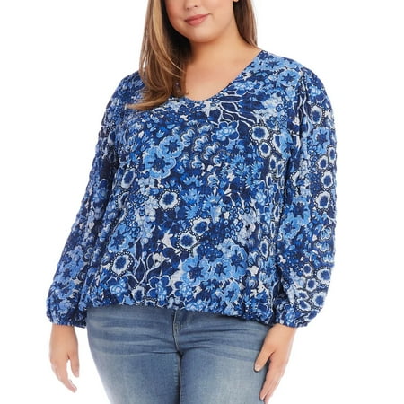 Karen Kane Plus Size Long Sleeve Blouson Top