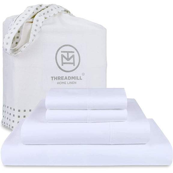Threadmill Home Linen Luxury Supima Cotton 4-Piece 1200 Thread Count Bed Sheet Set, Full, Deep Pocket