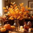 thumbnail image 6 of XIA0LE 2PCS Artificial Fall Oak Leaf Stems, Autumn Faux Oak Stems, Fake Fall Leaves Floral Arrangement for Vase, Farmhouse Thanksgiving Halloween Table Centerpieces Decor, Yellow, 6 of 6
