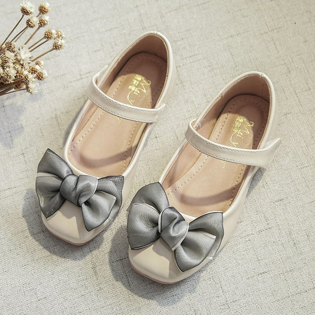 Hawee Dressup Large Satin Bowknot Princess PU Leather Dress Shoes