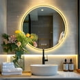 thumbnail image 3 of LUVODI MIROIR de Salle de Bain à DEL Éclairé: Miroir Rond 800 x 800 mm à Rétroéclairage Réglable Monté au Mur avec Coussinet Désembueur + Bouton Tactile Intelligent, Miroir de Maquillage pour s'Habiller et Se Raser, 3 of 12