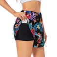 thumbnail image 3 of Lsque Tropical Palm Leaves Printed Women's Running Shorts with Liner Pockets,Elastic Quick Dry Workout Athletic Gym Yoga Shorts,Womens High Waist Shorts-XX-Large, 3 of 9
