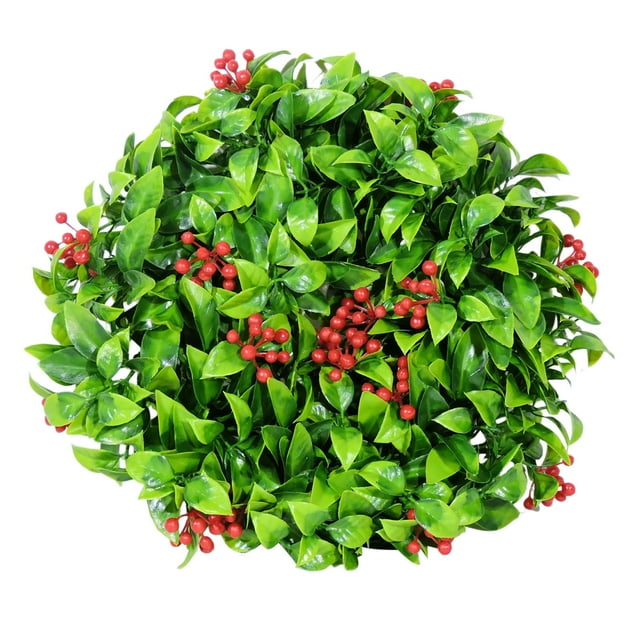 Plantas Artificiales Pequeñas Plantas Verdes con Pequeñas Bayas Rojas Y Hojas Hojas Artificiales Multicolores de Plástico de 30cm para la Decoración en Anillo Decorativo para el Hogar