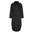 thumbnail image 4 of ibuvkizy Fall Maxi Dresses for Women 2025 Fashion Solid Long Sleeve Pockets Cotton Linen Turn Down Collar Dresses Black,XL, 4 of 8