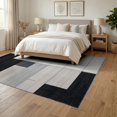 thumbnail image 3 of ODIKA Alfombras Minimalist Scandinavian Tonal Grid Block Para Habitacion for Queen Size Bedroom, Under Bed, Master Suite, Foldable Easy Care, 3 of 7