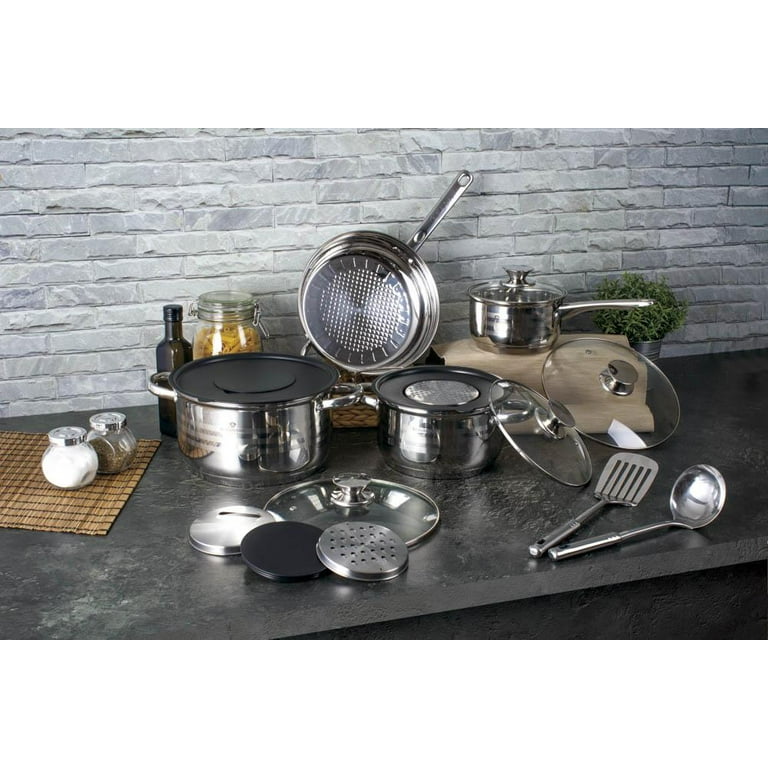 Blaumann 8 Piece Stainless Steel Cookware Set with Glass Lids - Gourme –  Berlinger Haus
