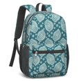 thumbnail image 2 of Paisley and Damask Green Pattern 17" Waterproof Oxford School Backpacks for Teens, S-Shape Padded Straps, for School, Travel, Hiking, Camping, 2 of 5