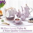 thumbnail image 6 of 22 pcs White Porcelain Tea Set for 6, Luxury British Style Tea/Coffee Cup Set with Golden Trim, Beautiful Tea Set for Women, Tea Party Set, Gift Package (With a Stand), 6 of 10