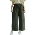 thumbnail image 2 of Mceream Wide Leg Pants for Womens Elastic Waisted Drape High Rise Versatile Oversize Cargo Style Baggy Cozy Slacks with Pockets Plus Size Pants Pantalones Holgados Para Mujer Green M, 2 of 9