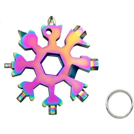 18-in-1 Snowflake Multitool - Snow Flake Multi-Tool Stainless Steel Mini Wrench Snowflakes Handy Tool for Outdoor Camping with Keyring Great Christmas Gift for Men Dad