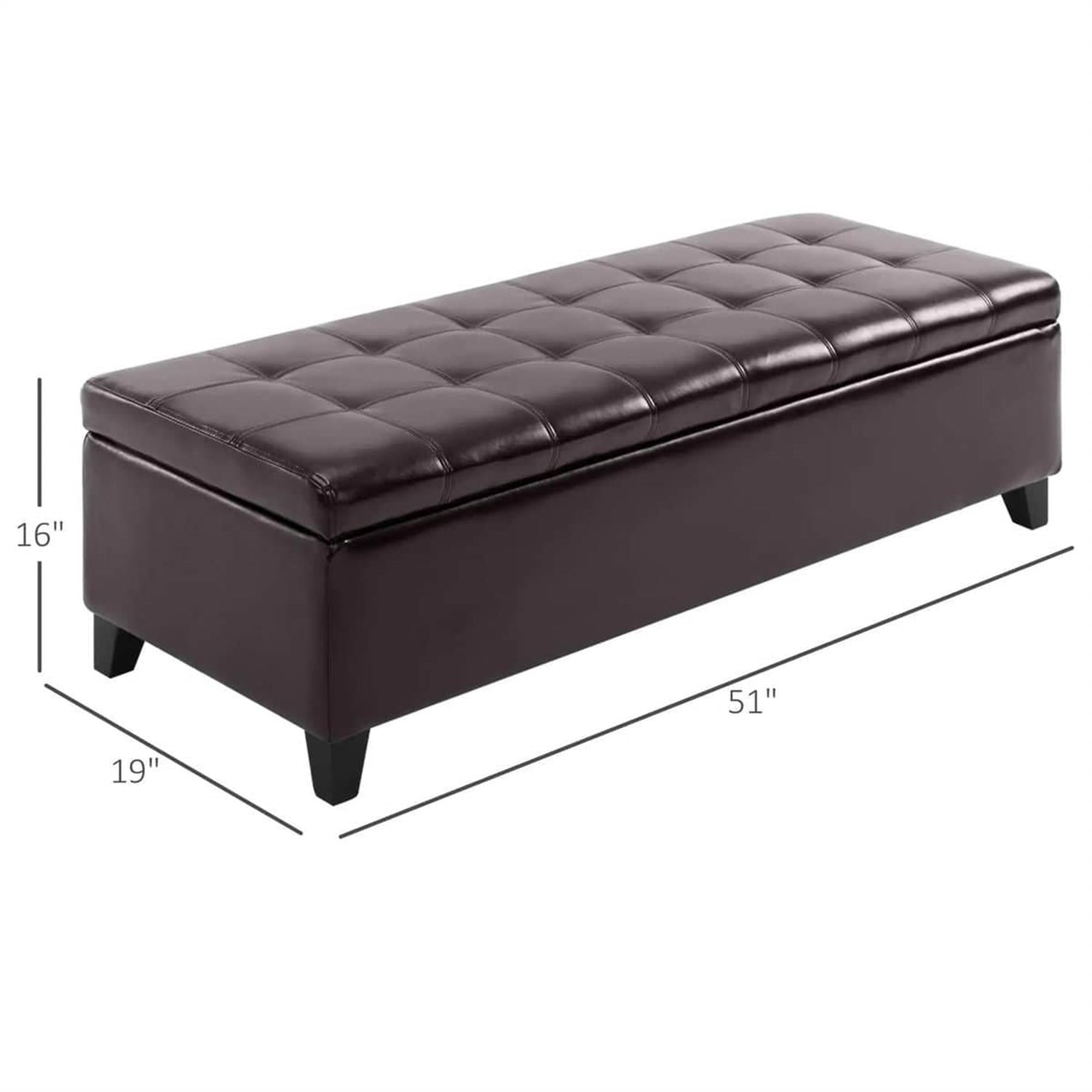 Demi Bonn 30" Oversized Ottoman Storage Bench, Faux Leather Lift-Top Storage Chest, Tufted Ottoman with Hidden Storage for Living Room, Entryway, Brown