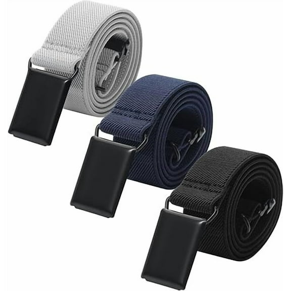 AWAYTR Kids Buckle Belt - 3 Pcs Adjustable Elastic Belts Child Black Buckle Belts