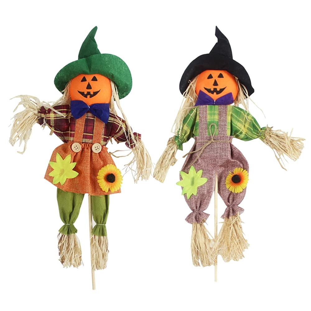 2 Pack Halloween Scarecrows Decor, Fall Harvest Standing Scarecrow for