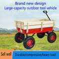 thumbnail image 2 of Outdoor Utility Wagon Wooden Garden Cart with All Terrain Wheels, Removable Side Panels for Beach, Picnic, Camping, Tailgates, Towing Kids Toys, 2 of 9