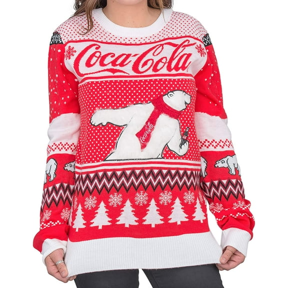 Coca-Cola Polar Bear Coke and Trees Ugly Christmas Sweater