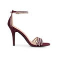 thumbnail image 3 of BLISSFUL STEP Women's Round Toe Rhinestone Ankle Strap Stiletto Heels Sandals Burgundy (Size 6), 3 of 6