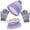 Purple, variant on 3 Pcs Kids Winter Gloves Hat Scarf Mitten , Unisex Kids Winter Knitted Set Thick Woolen Lining Cuffed Knitted Hat Circle Scarf Full Finger Gloves for Boys Girls
