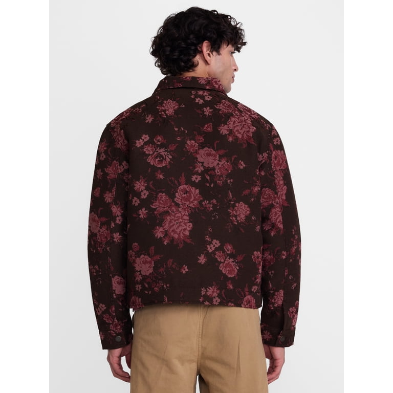 No Boundaries Men's Boxy Fit Floral Jacquard Jacket photo 4