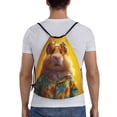 thumbnail image 2 of Drawstring Backpack - Hawaiian Style Guinea Pig Splash Proof Small Drawstring Gym Bag for Women Men, Cinch Sports String Bag Backpack for Travel Swimming Beach, 2 of 8