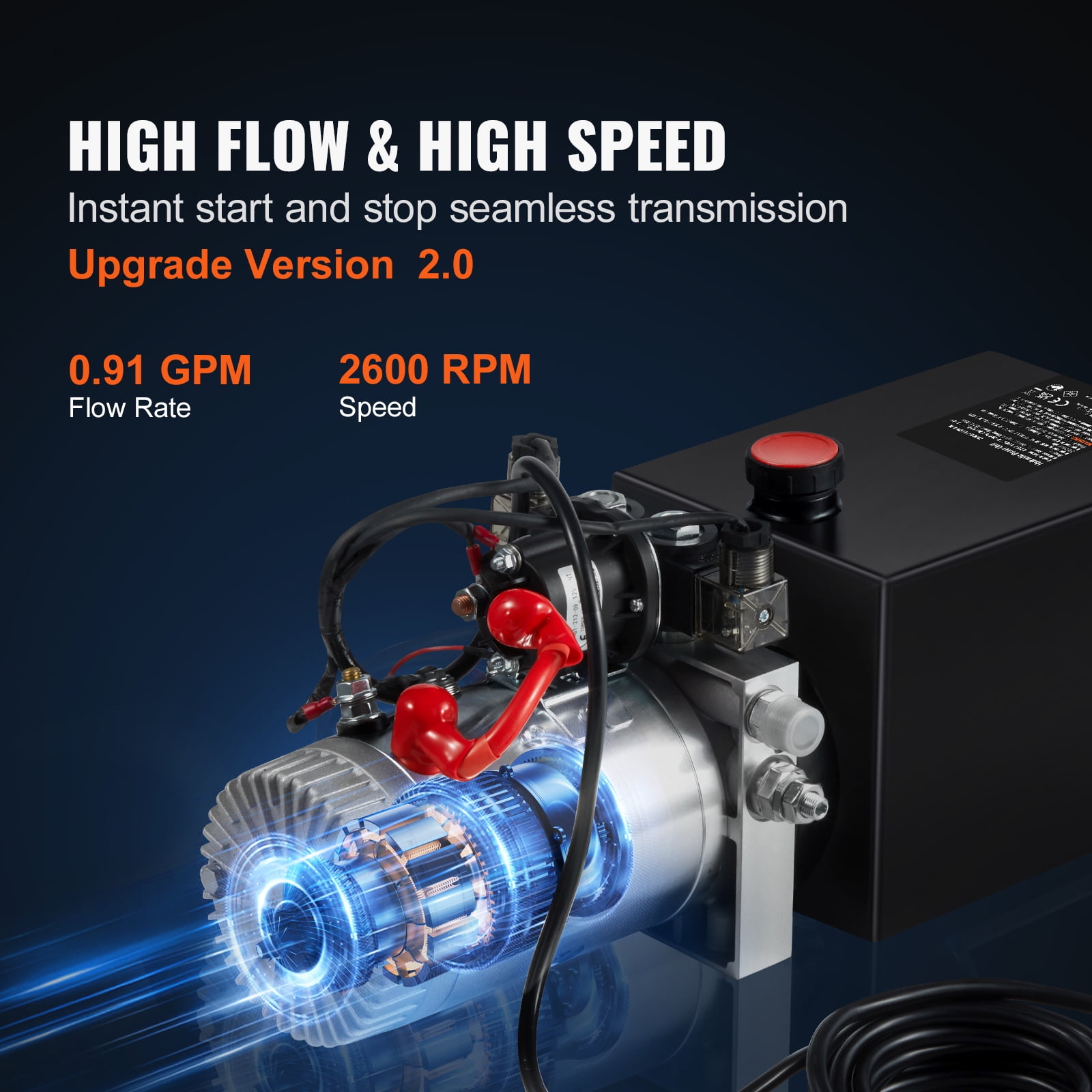 KFFKFF Hydraulic Pump, 8 Qt Power Unit, Double Action for Dump Trailers, 0.91 GPM, Max 3200 PSI, 12V DC for Vehicle Lifts