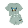 thumbnail image 4 of Spazoro Little & Big Girls Cute Outfit Sets, Graphic Print Crew Neck 2-Pieces Summer Short Sleeve Shirt and Shorts Sets Army Green Size 13 T, 4 of 8