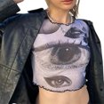 thumbnail image 3 of FAROOT T-Shirts en Maille Transparente pour Femmes Tops à Manches Courtes, 3 of 5