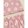thumbnail image 7 of JYYYBF Toddler Girl Summer Outfit Floral Print Crew Neck Short Sleeve T-Shirts Tops and Shorts 2Pcs Clothes Set, 7 of 7