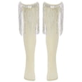 thumbnail image 2 of TTAO Girl's Sparkling Tassels Knee High Socks 1 Pair Dance Accessories 3-12T Ruffle Overknee Stockings Beige 3-12, 2 of 2