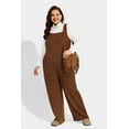 thumbnail image 4 of CASSIE LIZ Plus Size Jumpsuit Brown Adjustable Strap Womens Dressy Fall Casual Sleeveless Wide Leg Winter Overalls Outfits Clothes with Pocket XL 14W 16W, 4 of 7