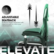 Gamer Gear Gaming Office Chair with Extendable Leg Rest, White and Black Fabric Upholstery