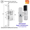 thumbnail image 2 of Door Lock, X5 Biometric Fingerprint Security Intelligent Tuya Smart APP Password Electronic Door Lock Built-in Eight Language Voices ,Easy to Install, 2 of 6