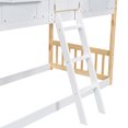 thumbnail image 6 of URTR Twin Over Twin House Bunk Bed with Frame, Roof, Windows, Windows Box and Small Door, Twin Size Floor Bunk Bed with Ladder and Safety Guardrails, Natural+White, 6 of 10