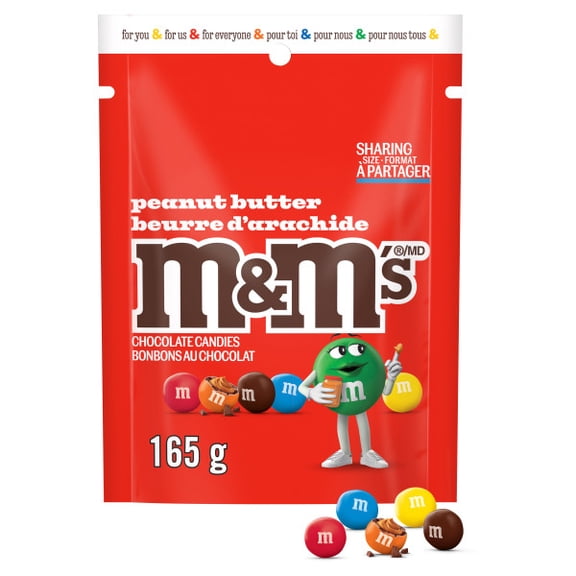 M&M'S, Peanut Butter Milk Chocolate Candies, Sharing Bag, 165g