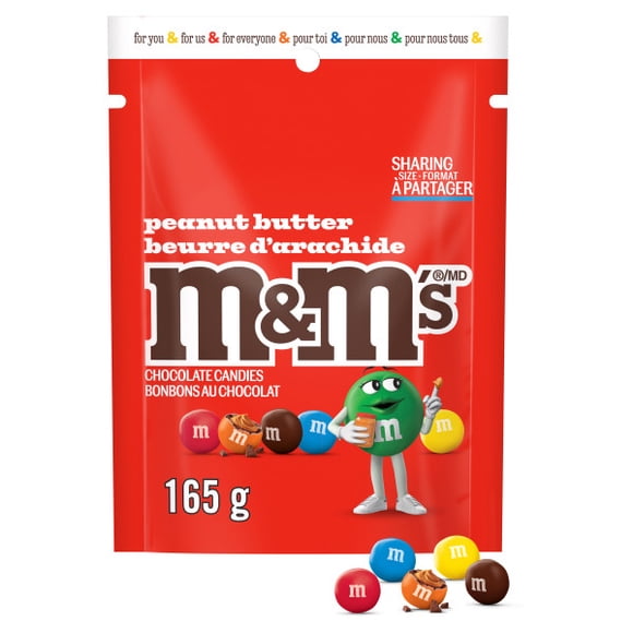 M&M’S, bonbons au chocolat au lait, beurre d’arachide, format partage, 165 g