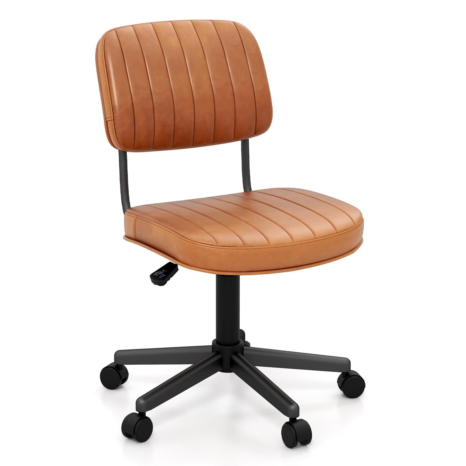 Home Office Leisure Chair w 5 Swivel Casters Ergonomic Mid back Swivel Task Chair w Sturdy Steel Base Retro Design PU Leather Armless Task Chair for Home Office Easy Assembly Walmart