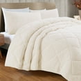 thumbnail image 2 of Videri Home Flannel Sherpa Comforter Set All Season Hollow Fiber Fill (Ivory, King), 2 of 7
