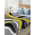 thumbnail image 4 of Yellow Geometric Twim Size Flat Sheet, Wrinkleproof & Fadeproof Cooling Flat Bed Sheet Only, Gray Black Retro Abstract Stripes Lines Breathable Soft Bedding Top Sheets 66 x 96 Inches, 4 of 8