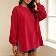 thumbnail image 2 of MYAOYINo Boundaries Cozy Oversized Long Sleeve Tee Women's Side Split Crew Neck Tunic Sweatshirt, 2 of 9
