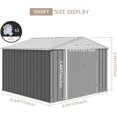 thumbnail image 2 of EastVita 10x8 FT Outdoor Metal Storage Shed, Steel Utility Shed Storage, Metal Shed Storage Utility Room with Lockable with Sloped Roof for Patio, Garden , Outdoor, 2 of 8