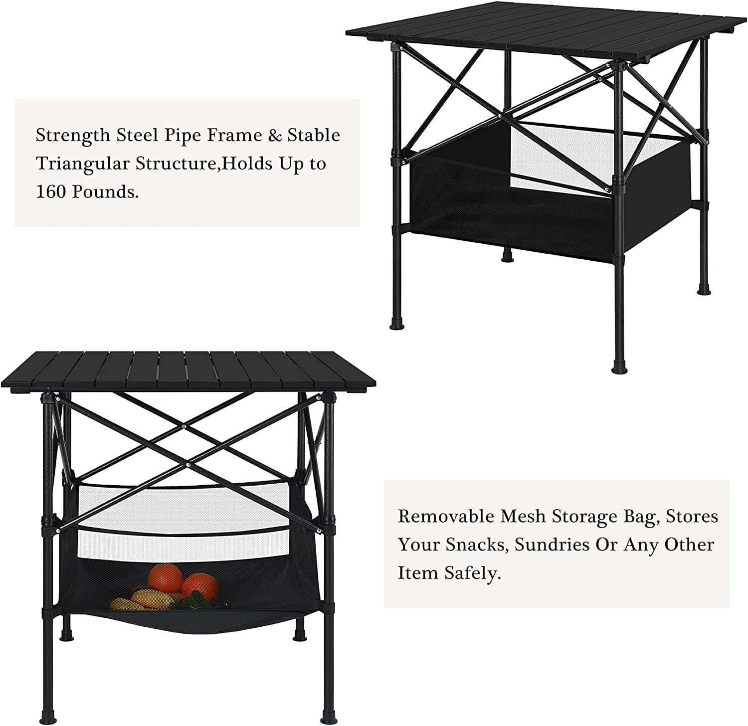 Oumilen Folding Camping Table - Small, Aluminum, Foldable Tables with Carry Bag Included - Lightweight and Portable, Outdoor Use