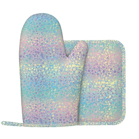 

Oven Mitts and Pot Holders Sets Colorful lightning Pattern Non-Slip Silicone Oven Gloves Potholders Cotton Lining Heat Resistant Gloves Hot Pads for Kitchen Cooking Baking