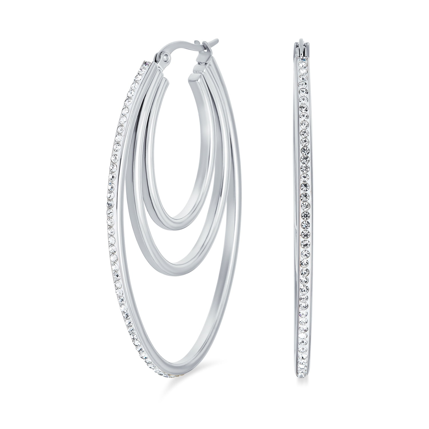 Stainless Steel 2-tone Hoop Earrings Fashion Jewellery