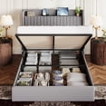 thumbnail image 5 of Amolife Full Size Lift Up Storage Platform Bed Frame with Velvet Built-in Charging Station Wingback Headboard, Grey, 5 of 15