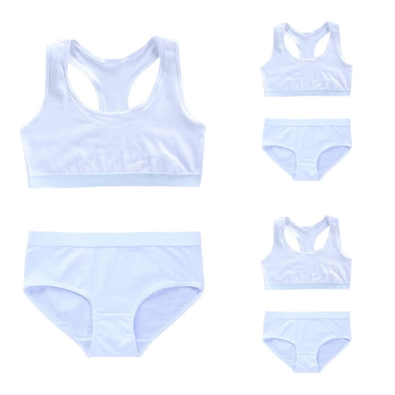 LYMAYTER Girls Youth Girls Soft Seamless Bra Panty Set Breathable Lightweight Sports Training Outfit
