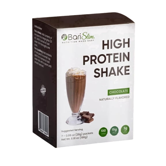 BariSlim High Protein Shake Powder, Weight Management & Energy Support, Chocolate, 7 Servings, 9 oz, Adult, Unisex