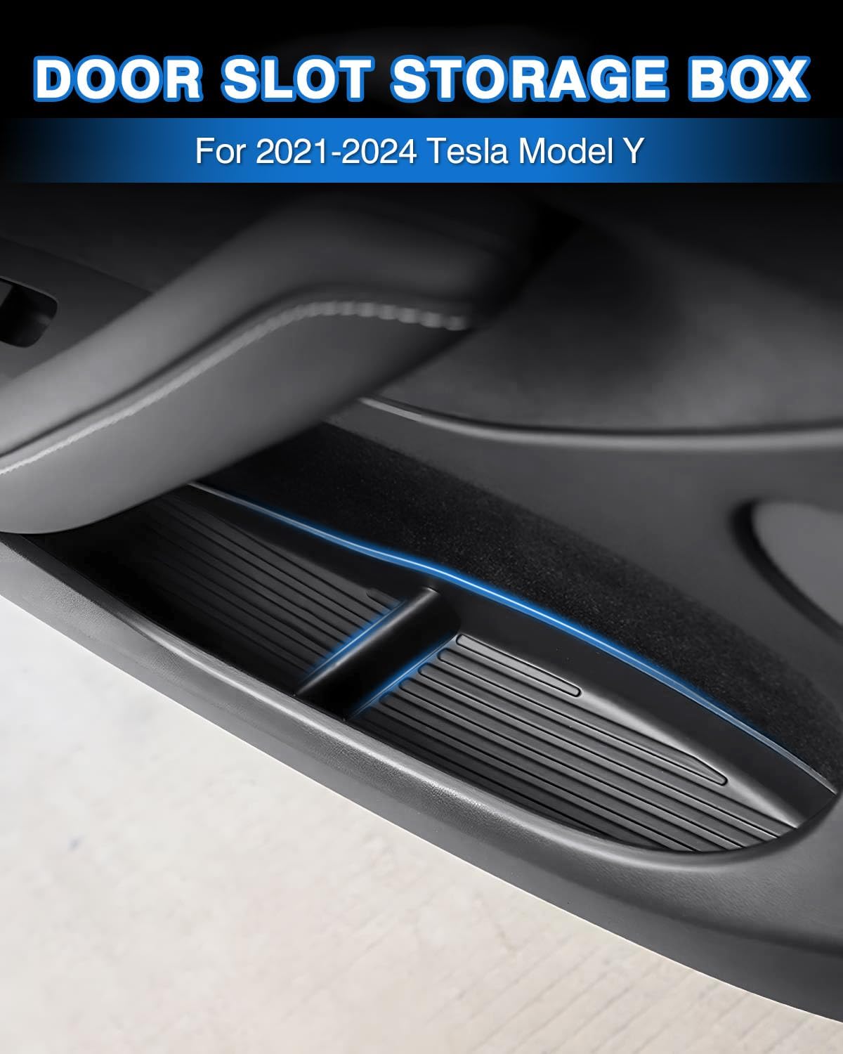 Canvcle Car Door Organizer Tray for Tesla Model Y 2021-2024 2025 (Not for Model Y Juniper) - TPE Material, Black, 4 Pieces